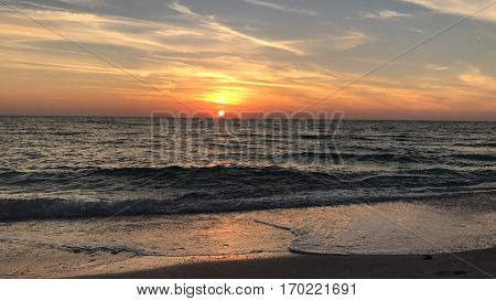 A beautiful sunset in Lido Beach, Florida.