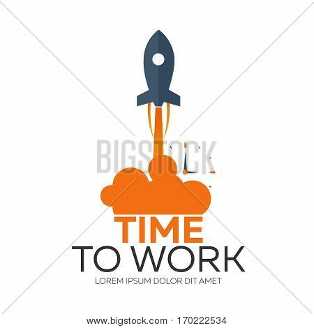 Time To Work. Time Management. Watch. Vector Flat Illustration.