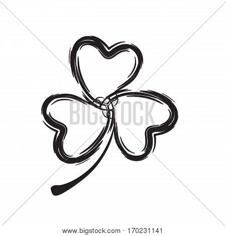 Shamrock Icon for St. Patrick Day. Trefoil Illustration Isolated on White Background