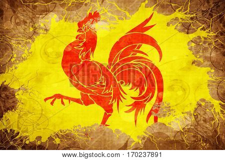 Vintage wallony, wallonie flag with grunge effect