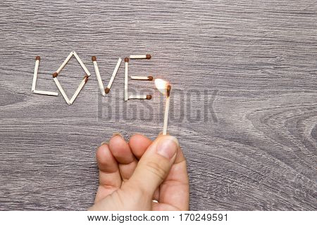 The Inscription Of Matches: Love.