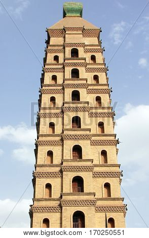 Ancient Haibao Pagoda (Sea Treasure Pagoda) in Yinchuan Ningxia province of China
