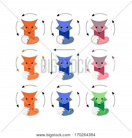 Geometric fox symbol icon set. Logo template design.