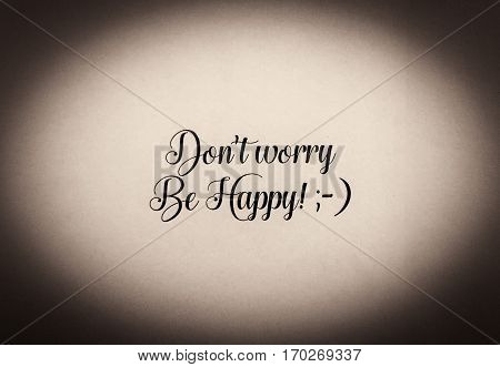 Be Happy Phrase Written In Black And White