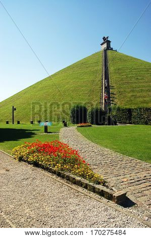 Lion's Mound commemorates the Battle of Waterloo in 1815, Belgium