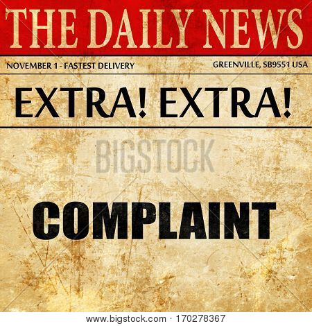complaint, newspaper article text