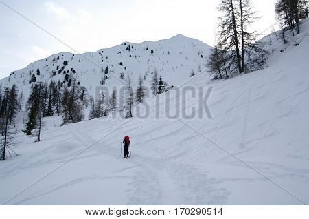 Skitouring On  Ofenspitze, Lesachtal Near Obertilliach. Austria