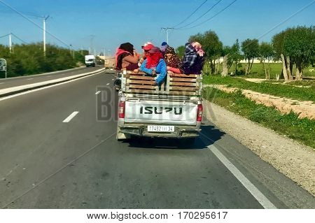 Tiznit, Morocco, January 29, 2017: Passanger transportation at Tiznit in Morocco.