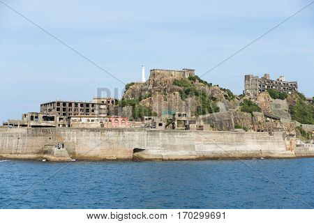 Battleship Island in Nagasaki city of Japan