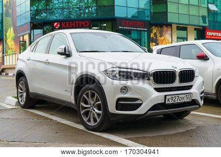 Sochi, Russia - October 12, 2016: Luxury Bmw x6 parked on the street of Sochi City new model of the brand BMW.