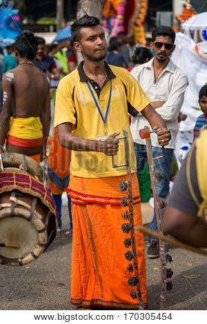 Georgetown Penang Malaysia - February 9 2017 : Hindu devotee taking part in the Thaipusam festival on February 9 2017 in Malaysia. Hindu festival to worship God Muruga.