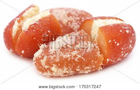 Popular Bangladeshi Sweetmeats Cream Jam over white background