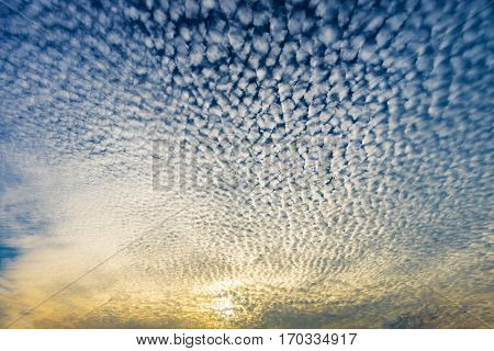 Cloudscape With Altocumulus Clouds, Altocumulus Middle-altitude Cloud In Stratocumuliform - Natural