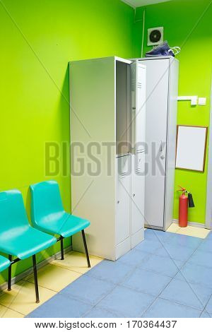 Locker room in fitness club