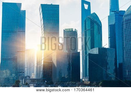 landmarks of Shanghaigroup of modern business buildings.