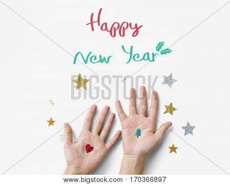 Merry Christmas and Happy New Year Family Holiday Festival Concept