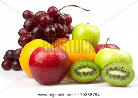 Mix fruit on white back ground and isolated