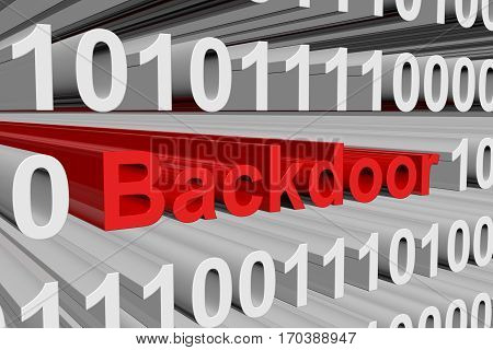 backdoor in the form of binary code, 3D illustration