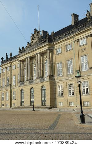 An external view of the palace in Amalienborg