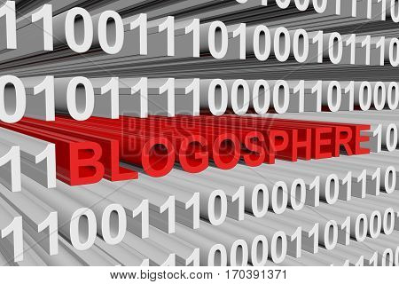 blogosphere is represented as a binary code 3d illustration