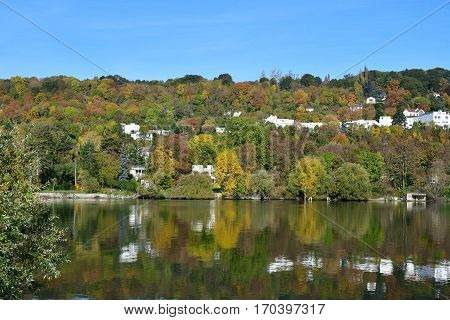 Meulan France - october 31 2016 : the picturesque city in autumn