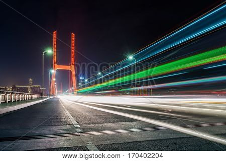 traffic trails motion on bridge of Nanchang China.