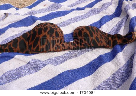 Haut de bikini sur serviette