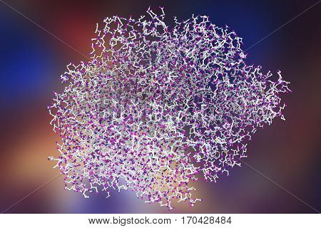 Edema toxin of anthrax bacterium Bacillus anthracis, 3D illustration. Molecular background