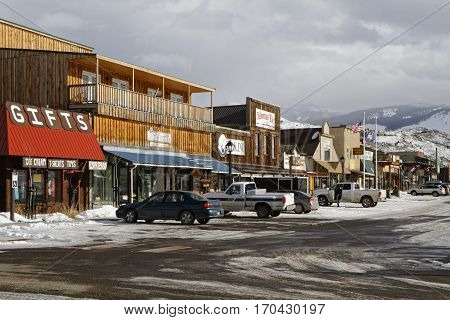 Gardiner, Montana, January 22, 2017 : Gardiner, A Town Of Park County, Montana, United States, Was O