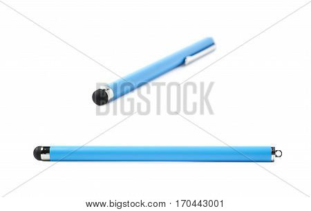 Pen shaped drawing stylus isolated over the white background, set of two different foreshortenings