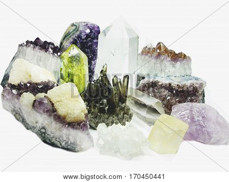 amethyst quartz citrine semigem geode crystals geological mineral isolated
