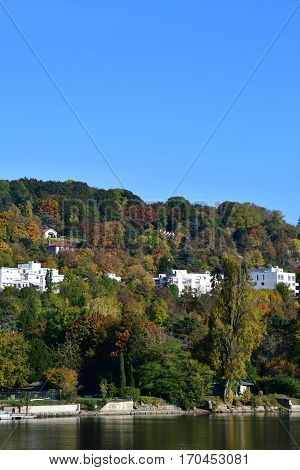 Meulan France - october 31 2016 : the picturesque city in autumn