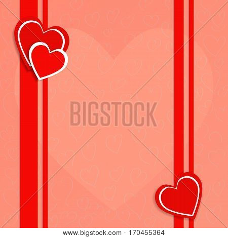 illustration by Valentine's Day with red hearts.