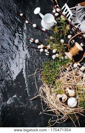 Easter Composition With Quail Eggs