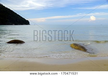 Monkey beach on Pinang Island, Malaysia, Asia