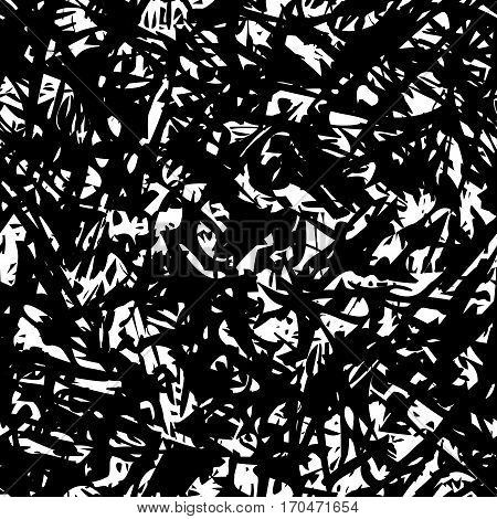 Vector seamless grunge pattern. Abstract background with chaotic brush strokes. Monochrome hand drawn texture