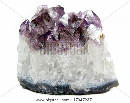 amethyst quartz semigem geode crystals geological mineral isolated