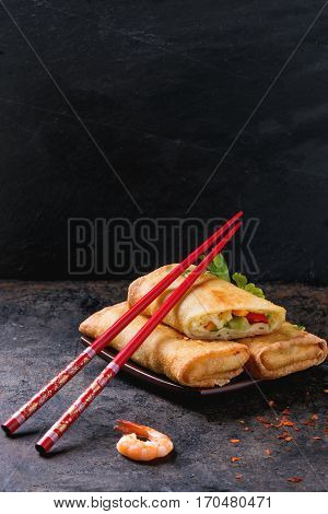 Spring Rolls With Vegetables And Shrimps