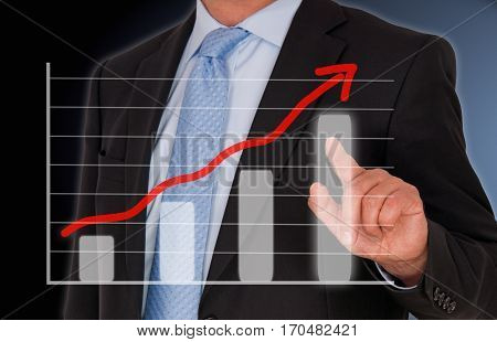 Business Success or Sales Chart with Businessman in the background