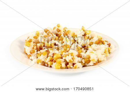 boiled rice and raisins as part of the religious festive meal called kutia or sochivo