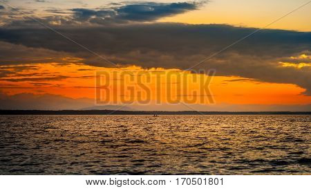 Colorful Sky And Water In Lake Paliastomi In Morning , Poti, Georgia