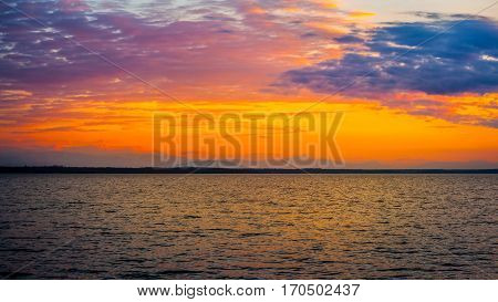 Colorful Sky And Water In Lake Paliastomi In Morning , Poti, Georgia