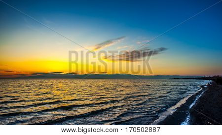 Colorful Sky And Water In Lake Paliastomi In Morning , Poti, Georgia