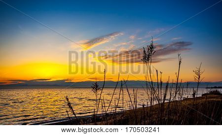 Colorful Sky And Water In Lake Paliastomi In Morning , Poti, Georgia