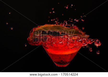 Water splashes on a black background. Drops.