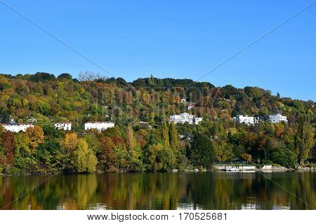 Meulan France - october 31 2016 : the picturesque city in autumn