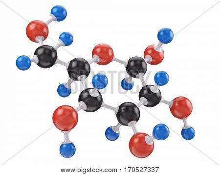 Molecule of glucose isolated on white - 3d render