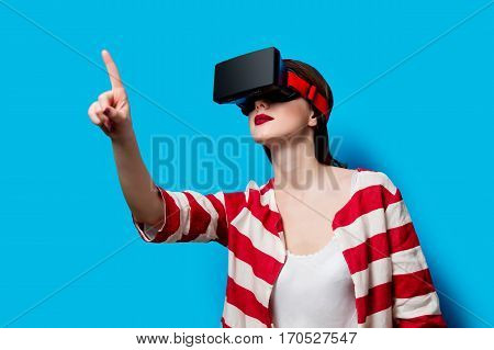 Woman With Virtual Reality Gadget