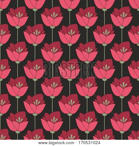 Midnight red flowers. Seamless background for your design