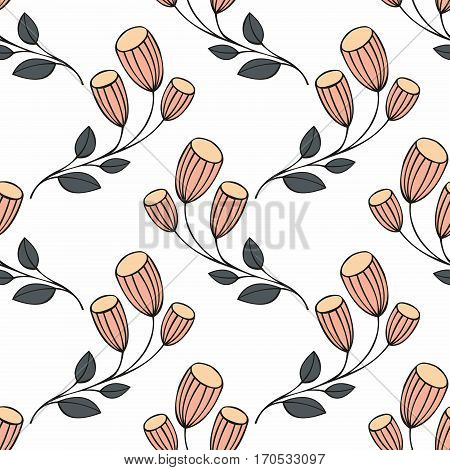 Stylized flowers on a white background. Seamless pattern